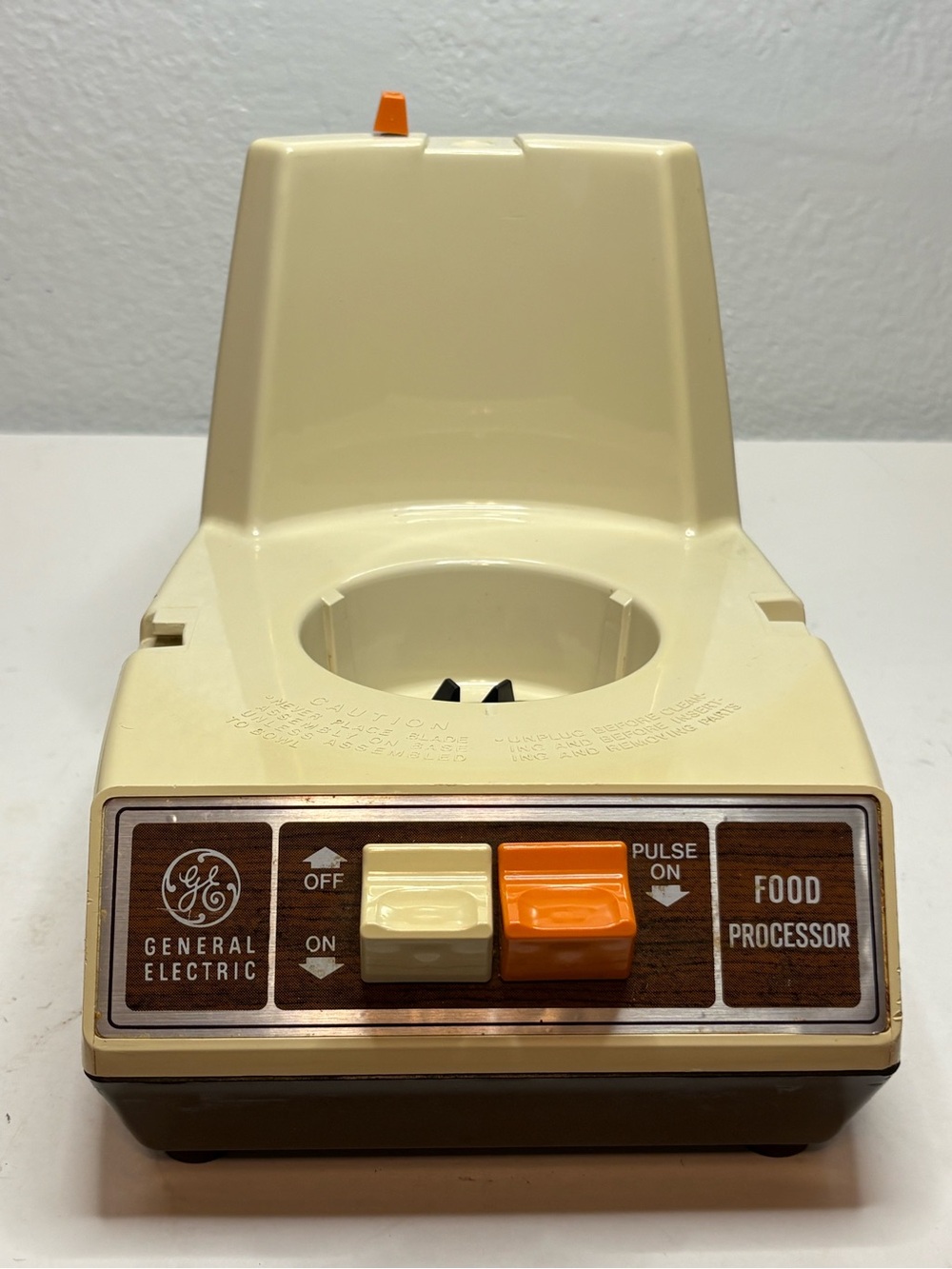 General Electric Vintage Cream & Orange Food Processor Base